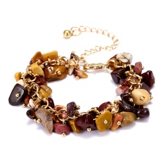 RINHOO Charm Bracelets & Bangles With Natural Stones Gold Color Bracelet Femme for Women Jewelry Personalized Purple Bracelet Brown