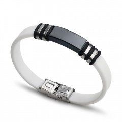 Punk Leather Stainless Steel Bracelets white 1
