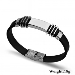 Punk Leather Stainless Steel Bracelets black 3