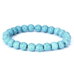 7 mm Gemstone Beads Handmake Elastic Bracelet Turquoise