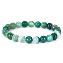 8mm Gemstone Beads Elastic Bracelet Green Agate