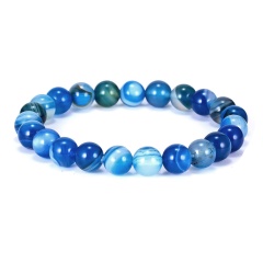 8mm Gemstone Beads Elastic Bracelet Blue Agate