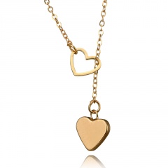 simple hollow heart peach heart pendant necklace Heart