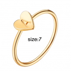 Fashion 26 Letters Size 8 Heart A-Z Rings Women Men Friendship Finger Name Ring Jewelry A