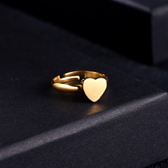 7 Fashion Gold/Silver/Rose gold Personalized Custom Stainless Steel Adjustable Rings Heart Gift Gold