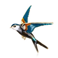 Rinhoo 3 Color Swallow Bird animal Brooch Pins Unique Dual Use Long Chain Pendent Brooches Women Jewelry Daily Party Gifts Blue
