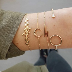4PCS/Set Fashion Simpl Bracelet Set Gold