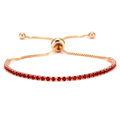 Copper Inlaid 2 mm White Color CZ Adjustable Gold Bracelet With Card Red