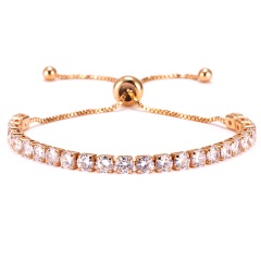 Copper Inlaid 4mm White CZ Adjustable Bracelet With Card Gold