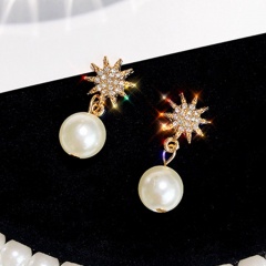 Fashion Snowflake Paerl Dangle Earrings for Women Fashion Jewelry Gold