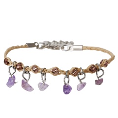 Handmade Weave GemStone Beads Bracelet Purple
