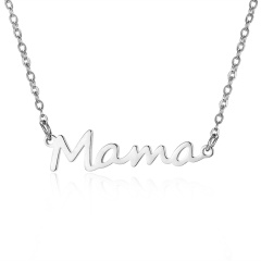 Mama Mother's Day Stainless Steel Alphabet Letter Pendant Necklace Silver
