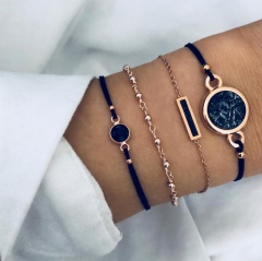 Rinhoo Bohemian Black Beads Chain Bracelets Bangles For Women Fashion Heart Compass Gold Color Chain Bracelets Sets Jewelry Gifts 4pcs black stone
