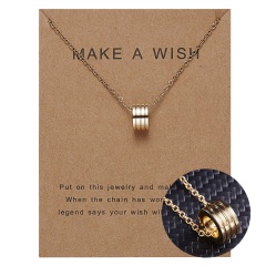 Women Charm Gold Geometric Circle Hollow Pendant Paper Card Necklace Jewelry Hot Four circle