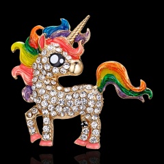 Rinhoo Trendy Charm Enamel Brooches Jewelry Cute Animal Unicorn Horse Badge Women Lapel Pins Collar Pin Horse
