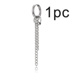 1Pc Titanium steel pin Earring with Chain Tassel Men'S Earrings Style-1