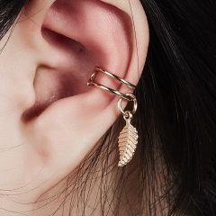 1Pcs U-shaped Leaf Single Ear Buckle Ear Clip Punk Earrings Gold