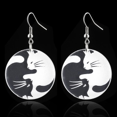 Fashion Yin Yang Cat Hook Earring Acrylic Earrings Women Girl Jewelry cat