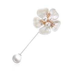 Rinhoo 1pcs New Cute Camellia Brooches Imitation Pearls Elegant Pin Women Wedding Party Gifts Jewelry Charm Rhinestone Brooch Camellia4-1