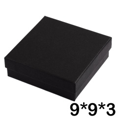 Square Cotton Filled Gift Boxes Jewellery Cardboard Box For Earring Necklace Bracelet Black 9*9*3cm