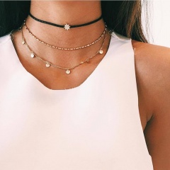 Multilayer Fashion Women Lady Clavicle Choker Necklace Charm Chain Jewelry Gift Eight-pointed star