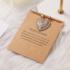 Friends Heart Ring Crystal Pendant Splice Necklace Friendship Card Jewelry mother daughter