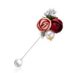 Rinhoo Elegant Women Rose Flower Pearl Brooches Cloth Costume Colorful Flower Pins Wedding Birthday Party Lady Trendy Brooches rose2