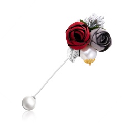 Rinhoo Elegant Women Rose Flower Pearl Brooches Cloth Costume Colorful Flower Pins Wedding Birthday Party Lady Trendy Brooches rose3