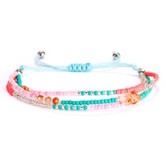 Colorful Beads Handmade Adjustable Bracelets blue-pink-red