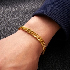 21cm Bracelets For Women Men Punk Gold Curb Snail Cuban Link Chain Bracelets Men's Bracelets Fashion Jewelry Gifts Gold