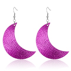Fashion Moon Leather Dangle Earrings for Women Girl Jewelry Gifts Purple