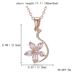 Wedding Bridal Stainless Steel Crystal CZ Love Pendant Necklace Women Jewelry Flower