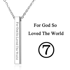 Rectangular Pendant Stainless Steel With Lettering Necklace 7