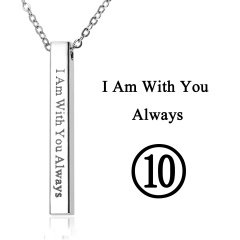 Rectangular Pendant Stainless Steel With Lettering Necklace 10