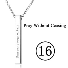 Rectangular Pendant Stainless Steel With Lettering Necklace 16