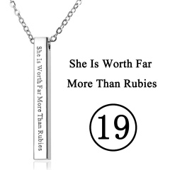 Rectangular Pendant Stainless Steel With Lettering Necklace 19