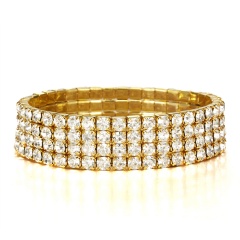 Hot Fashion Rhinestone Stretch Bracelet Bangle Wristband Wedding Bridal Jewelry 4 Rows