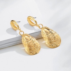 Fashion Women Natural Shell Statement Dangle Drop Earrings Jewelry Gold Shell