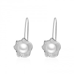 S925 Crystal Pearl Earrings Womens Fashion Flower Tassel Charm Drop Dangle Earrings Lotus Pearl
