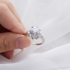Fashion Glamour Silver Zircon Wedding Ring Jewelry 7-Charm