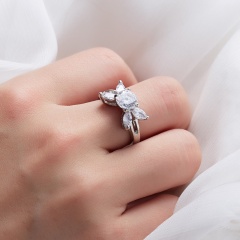 Fashion Glamour Silver Zircon Wedding Ring Jewelry 7-Chic