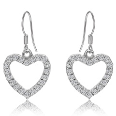 Exaggeration Silver Crystal Stud Earrings Heart V Dangle Party Womens Fashion Jewelry Heart
