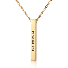 New Personalized Stainless Steel Name Bar Necklace Custom Date Necklace Pendant Gold