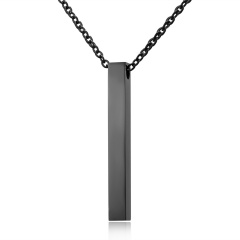 Stainless Steel Pendant Engrave Lettering Personalized Custom Necklace Black ((No lettering))