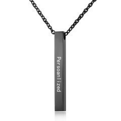 New Personalized Stainless Steel Name Bar Necklace Custom Date Necklace Pendant Black