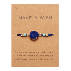 Colorful Gemstone Woven Adjustable Bracelet With Card Sapphire