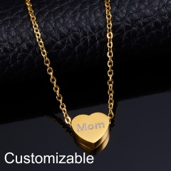 Personalized Engraved Custom Name Stainless Steel Heart Pendant Necklace Jewelry Gold