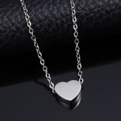 Personalized Engraved Custom Name Stainless Steel Heart Pendant Necklace Jewelry Silver