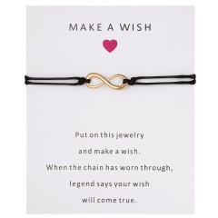 Wish Card Forever Love Infinity 8 Bracelet for Lovers Red String Charm Bracelets Women Men's Wish Jewelry Gift 5 Colors BLACK