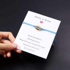 5 Colors Nature Shell Charm Bracelet Wish Card Gift Handmade Red String Bracelets for Women Men Kids Fashion Jewelry BLUE